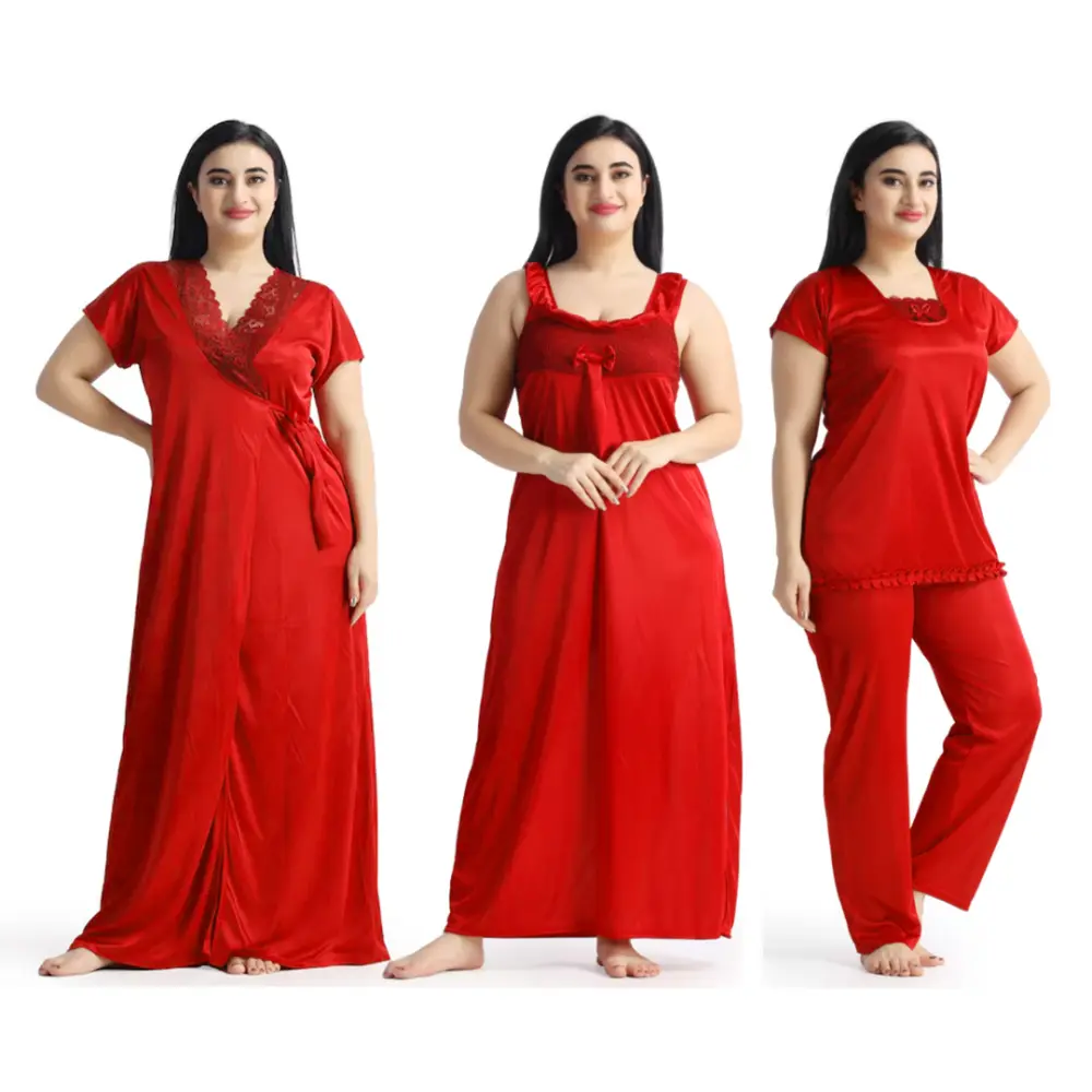 Premium 4 Part Nighty Dress (RED)