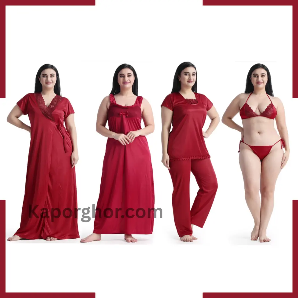 Premium 6 Part Nighty Maroon