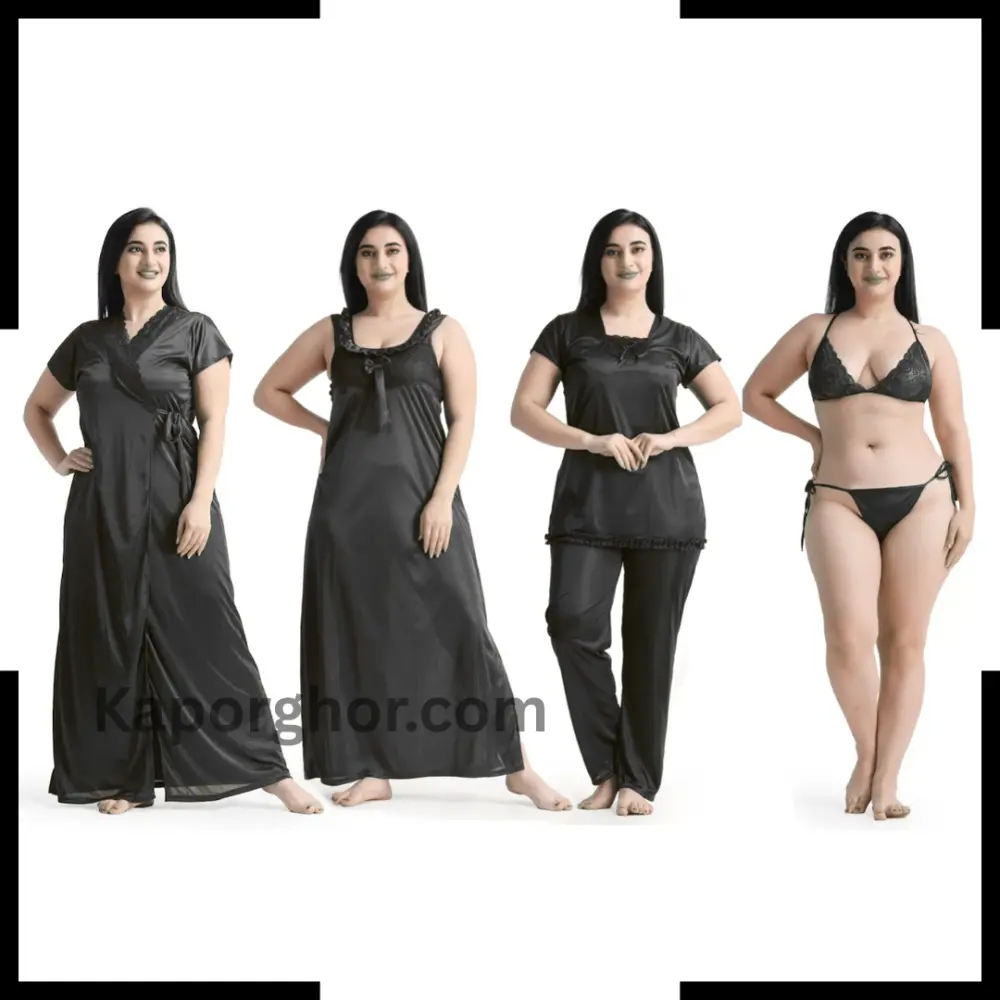 Premium 6 Part Nighty Black